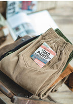 Retro Brown Corduroy Straight-Cut Pants