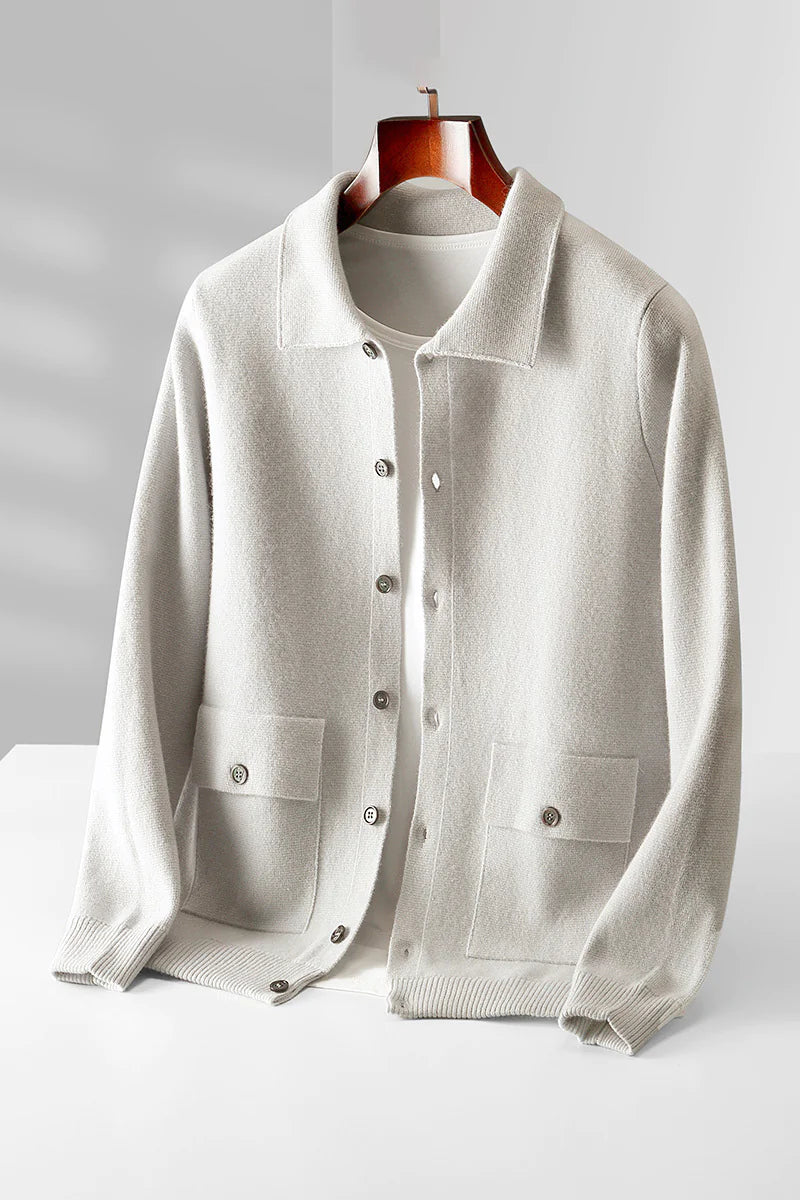 Classic Wool Polo Cardigan for Men