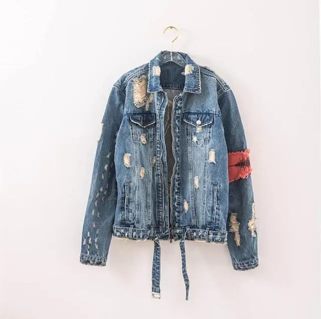 Rugged Patchwork Denim Jacket