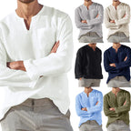 Casual Linen V-Neck Men's Shirt