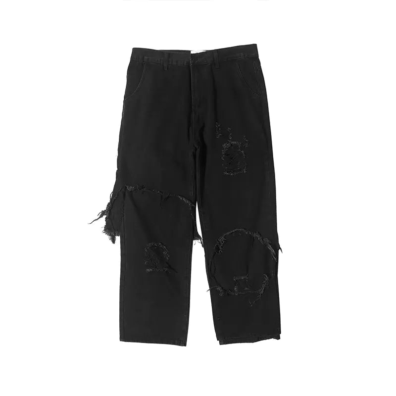 Black Relaxed Fit Plus Jeans for Men