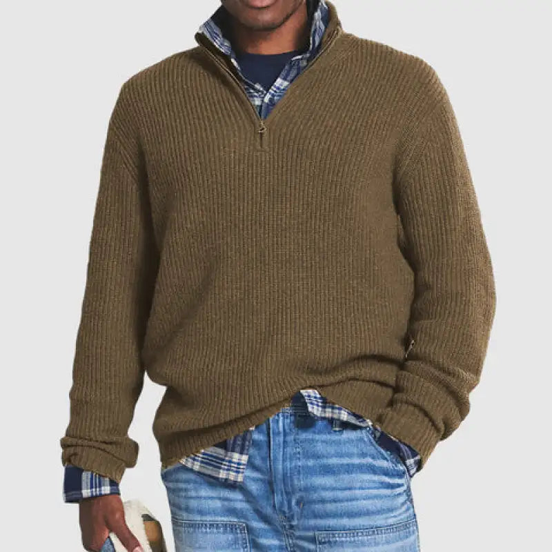 Zip Collar Casual Sweater