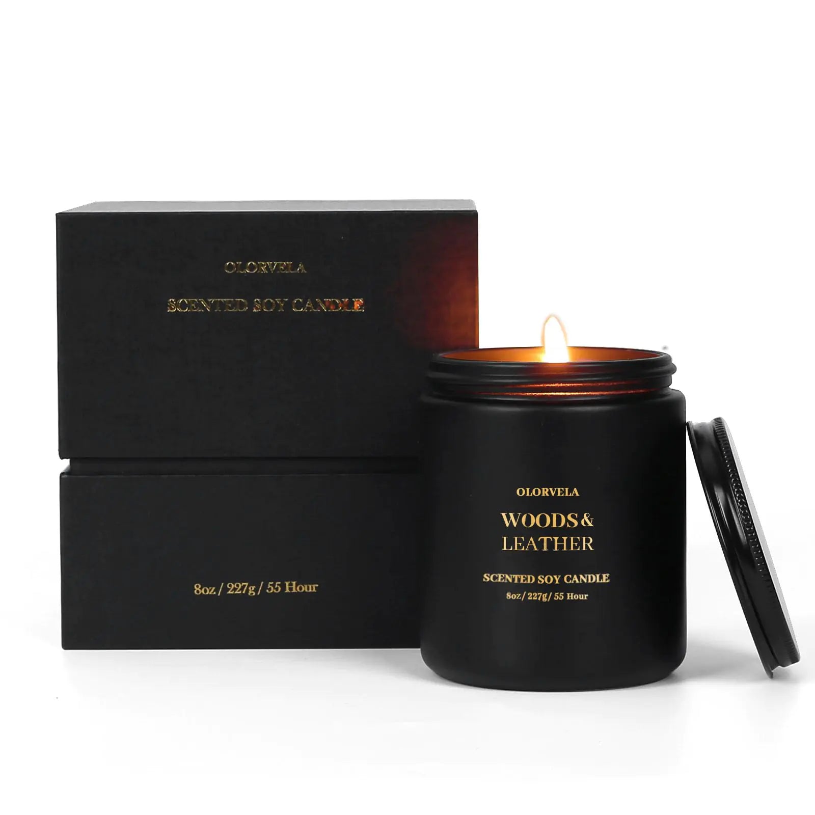 Woods & Leather Soy Candle - 50hr Burn