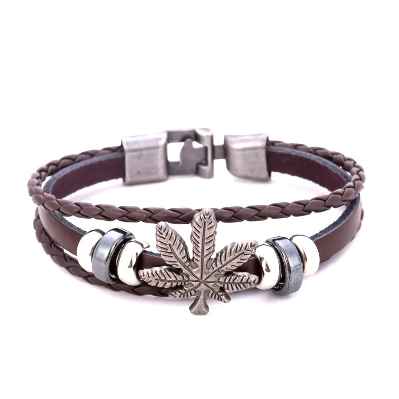 Triple Layer Punk Gold-Black Leather Bracelet