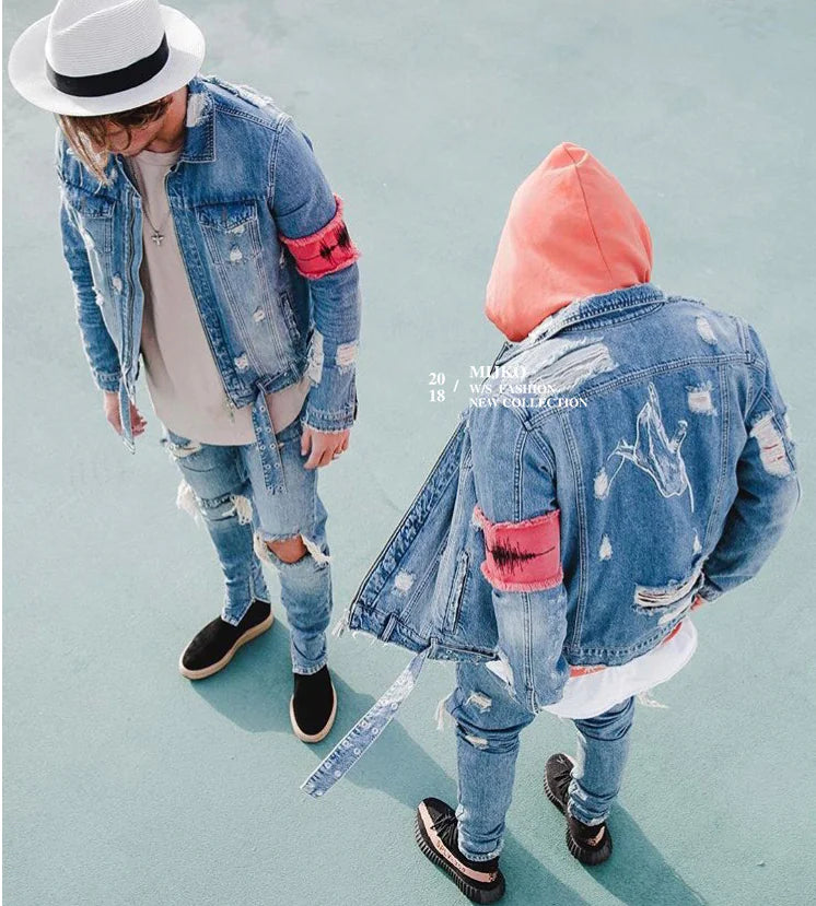 Rugged Patchwork Denim Jacket