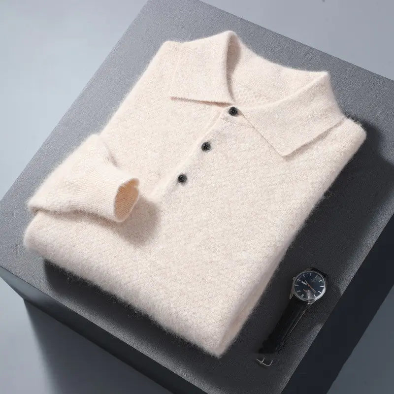 Honeycomb Polo Mink Sweater