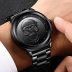 LIGE Men's Bold 3D Skull Watch