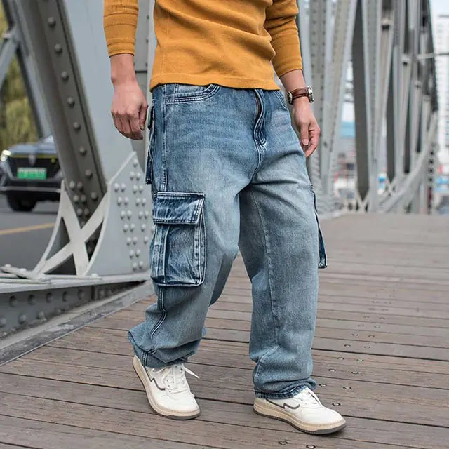 Nostalgic Retro Hip Hop Pants with Multi Pockets