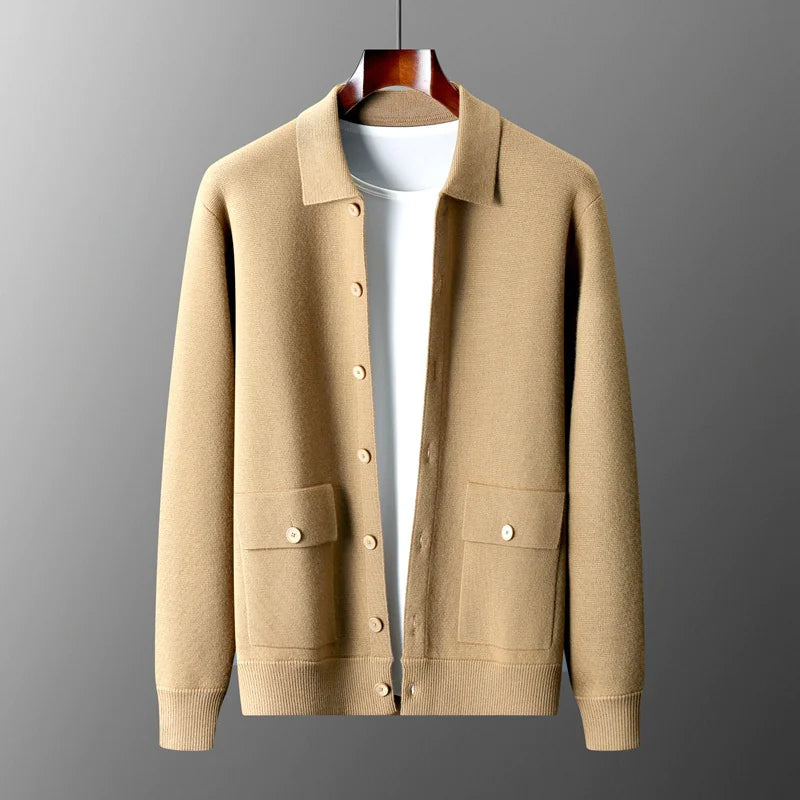 Classic Wool Polo Cardigan for Men