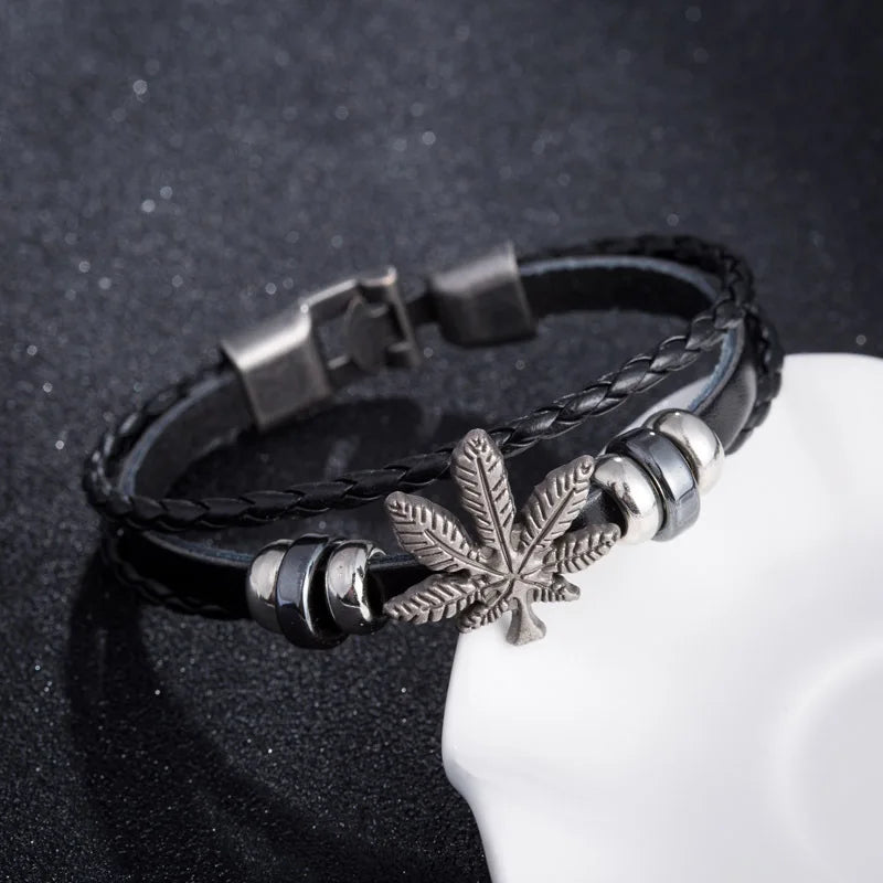 Triple Layer Punk Gold-Black Leather Bracelet