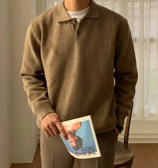Classic Polo Sweater with Buttons