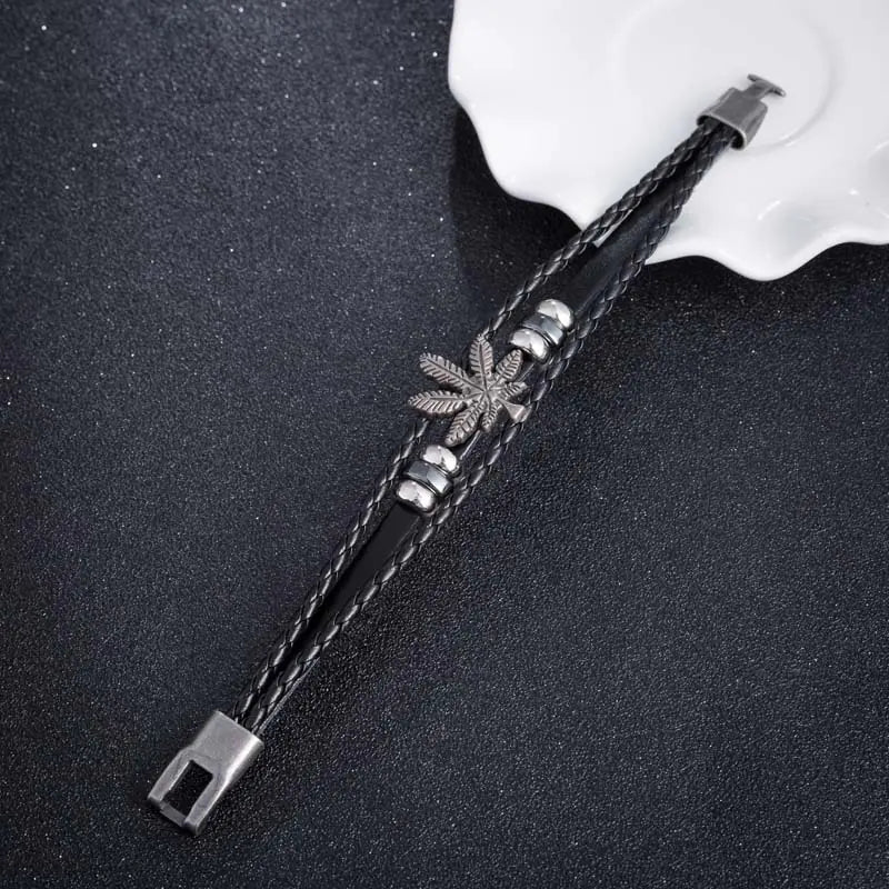 Triple Layer Punk Gold-Black Leather Bracelet