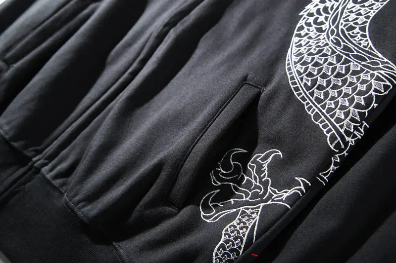 Dragon Embroidery Hoodie Jacket