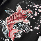 Lypré-azy Men's Cotton Chinese Style T-shirt with Carp Embroidery