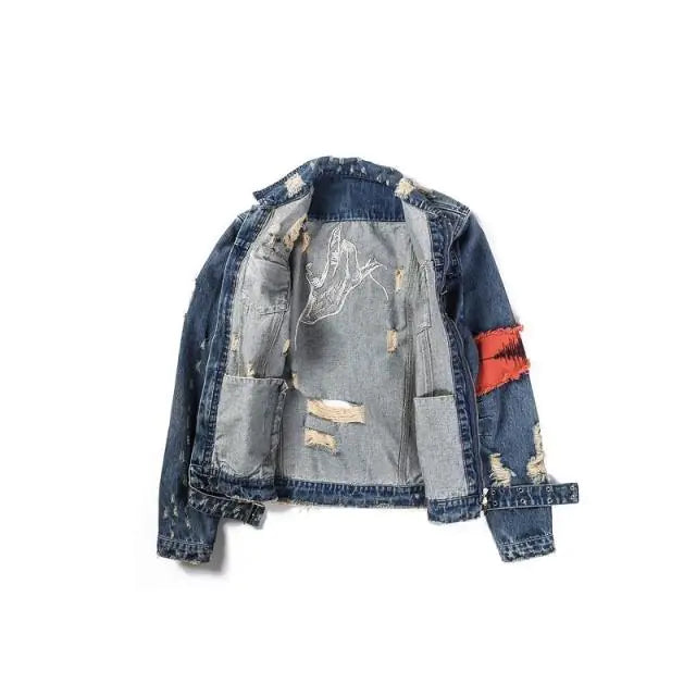Rugged Patchwork Denim Jacket