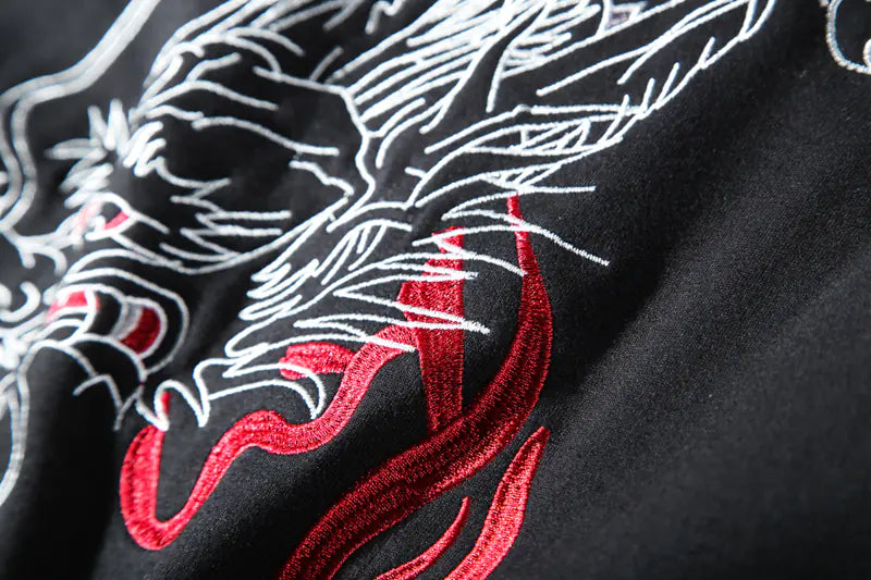 Dragon Embroidery Hoodie Jacket