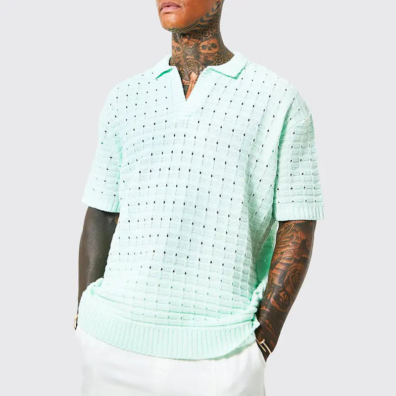 Chic European Slim Fit V-Neck Polo