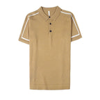 Men's Casual Stripe Polo Shirt - Summer Knit Top