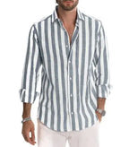 Polo Collar Vibrant Striped Men's Shirt