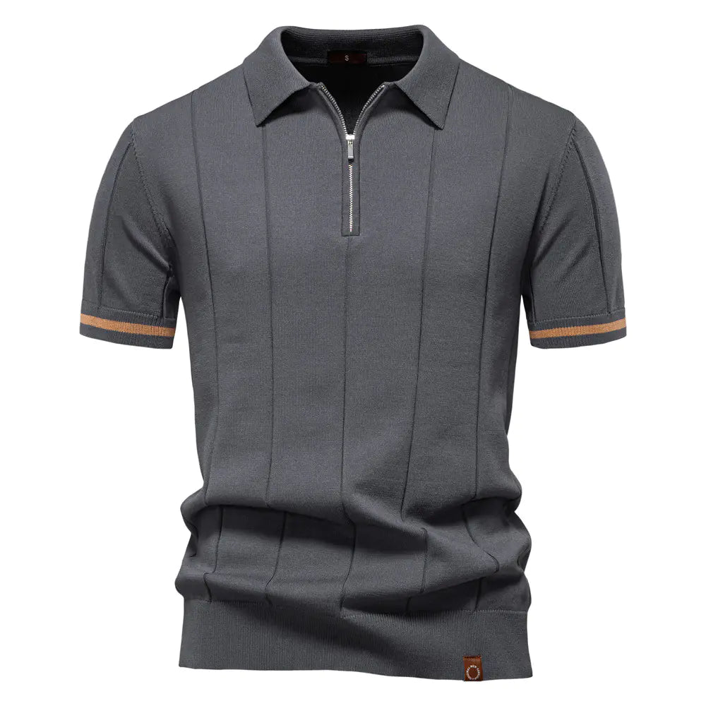 Wool-Mix Zip Collar Polo