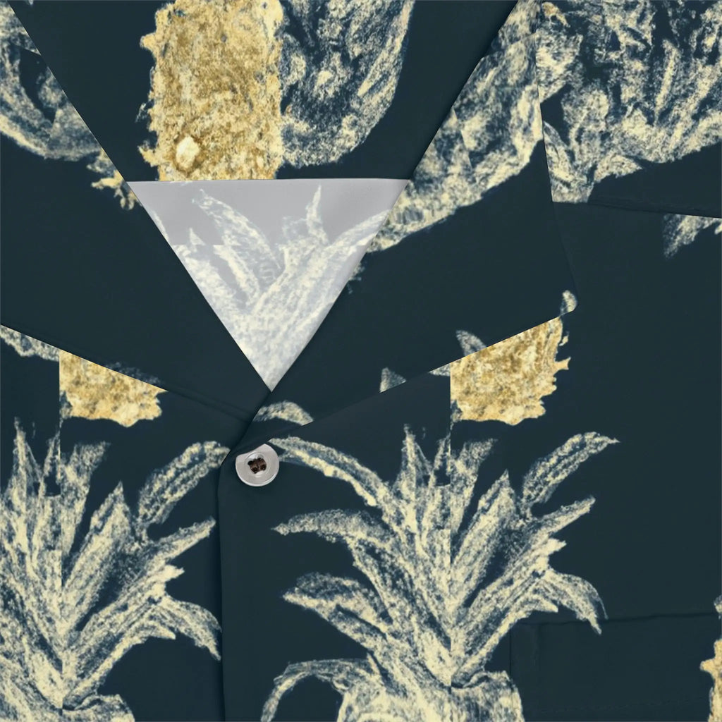 Men's Tropical Pineapple Print Hawaiian Shirt