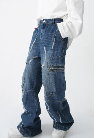 Black Relaxed Fit Plus Jeans for Men