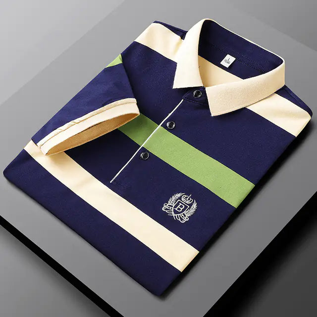 Men's Striped Cotton Polo Tee