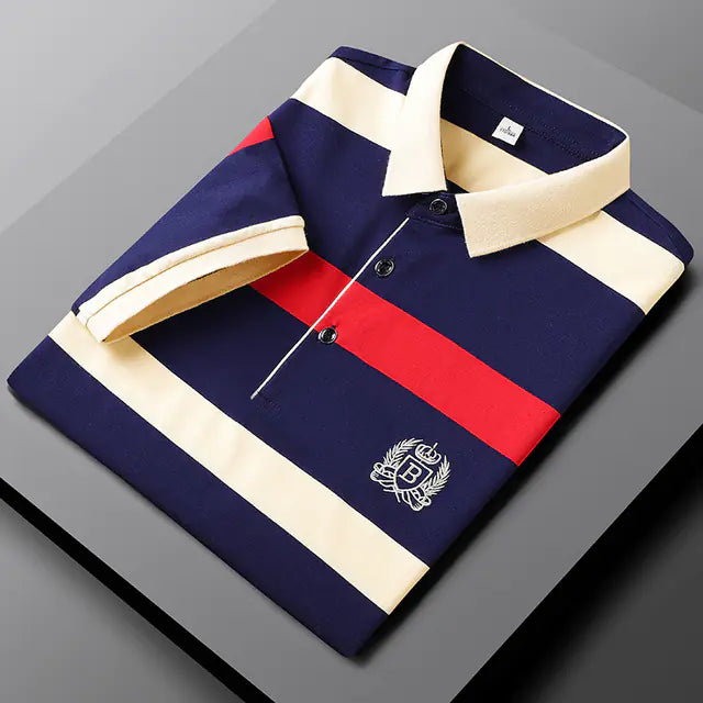 Men's Striped Cotton Polo Tee