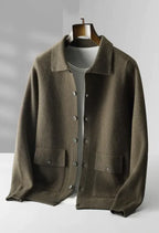 Men's Polo Wool Cardigan with Retro Pockets