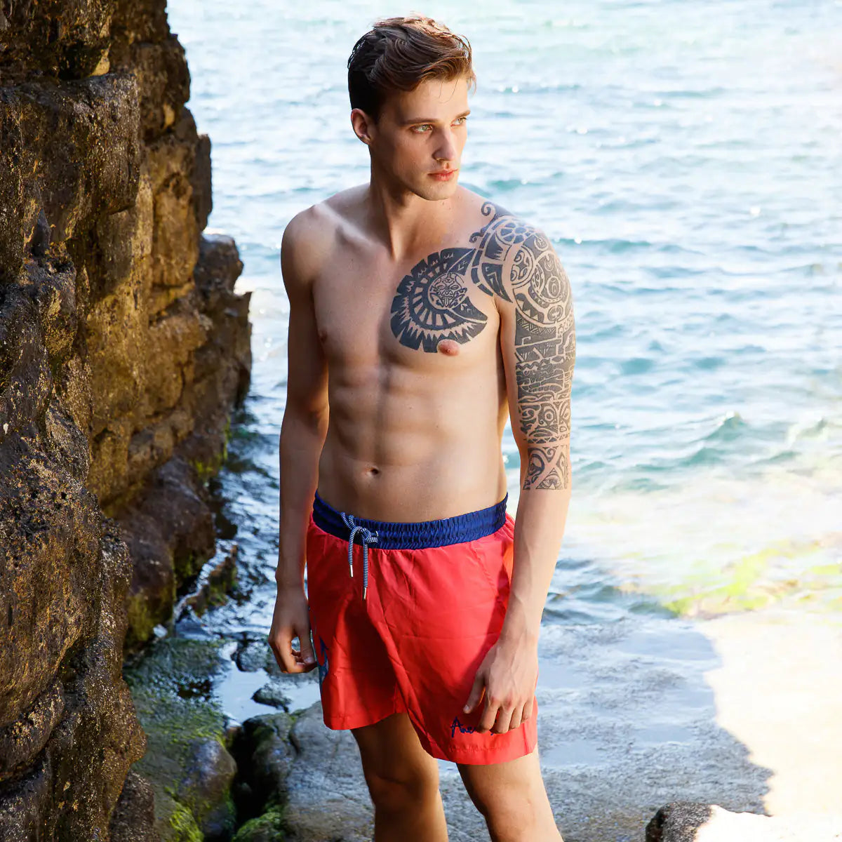 Anemoss Nautical Men's Quick-Dry Swim Trunks