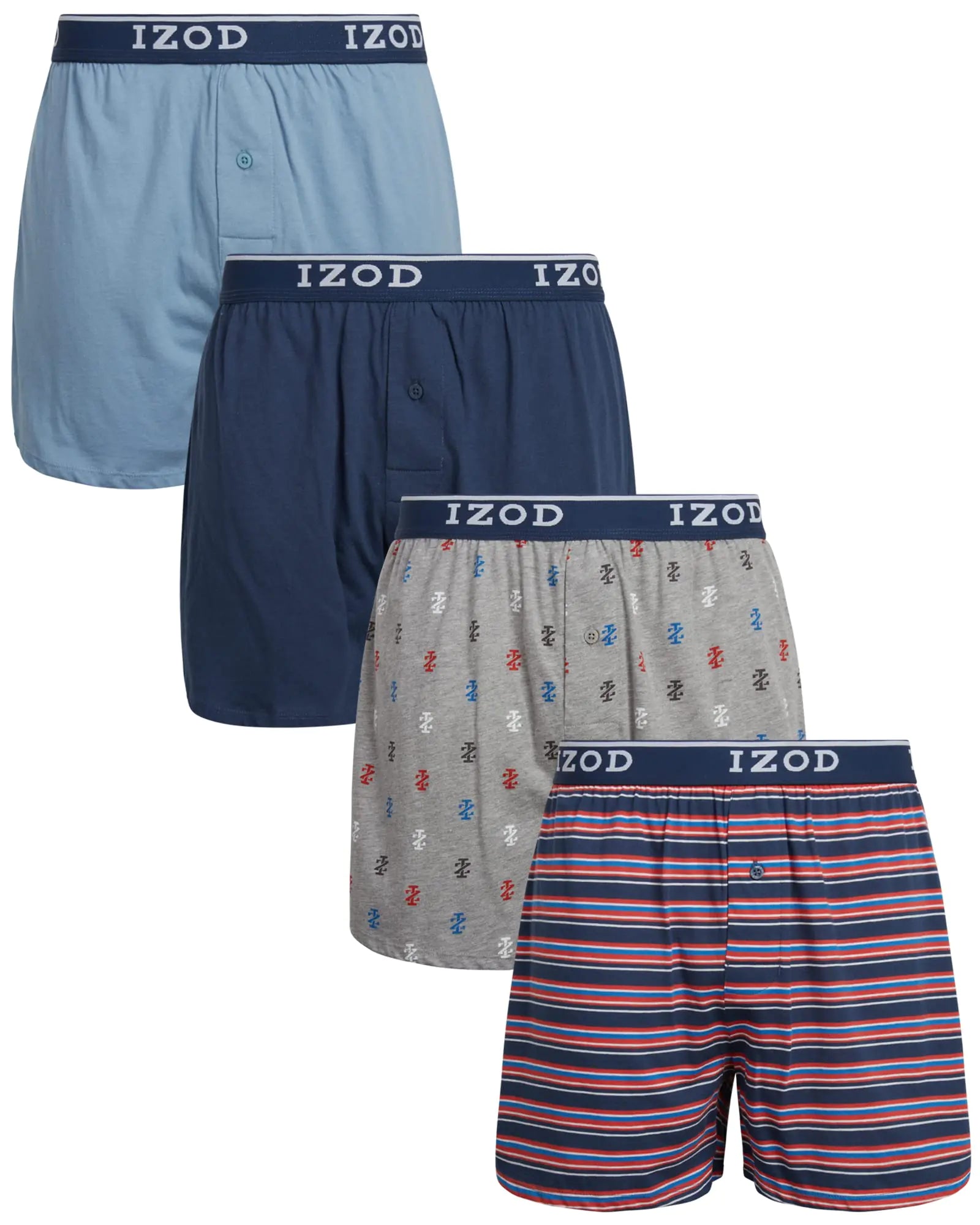 IZOD Classic Men's Knit Boxers - 4 Pack with Functional Fly