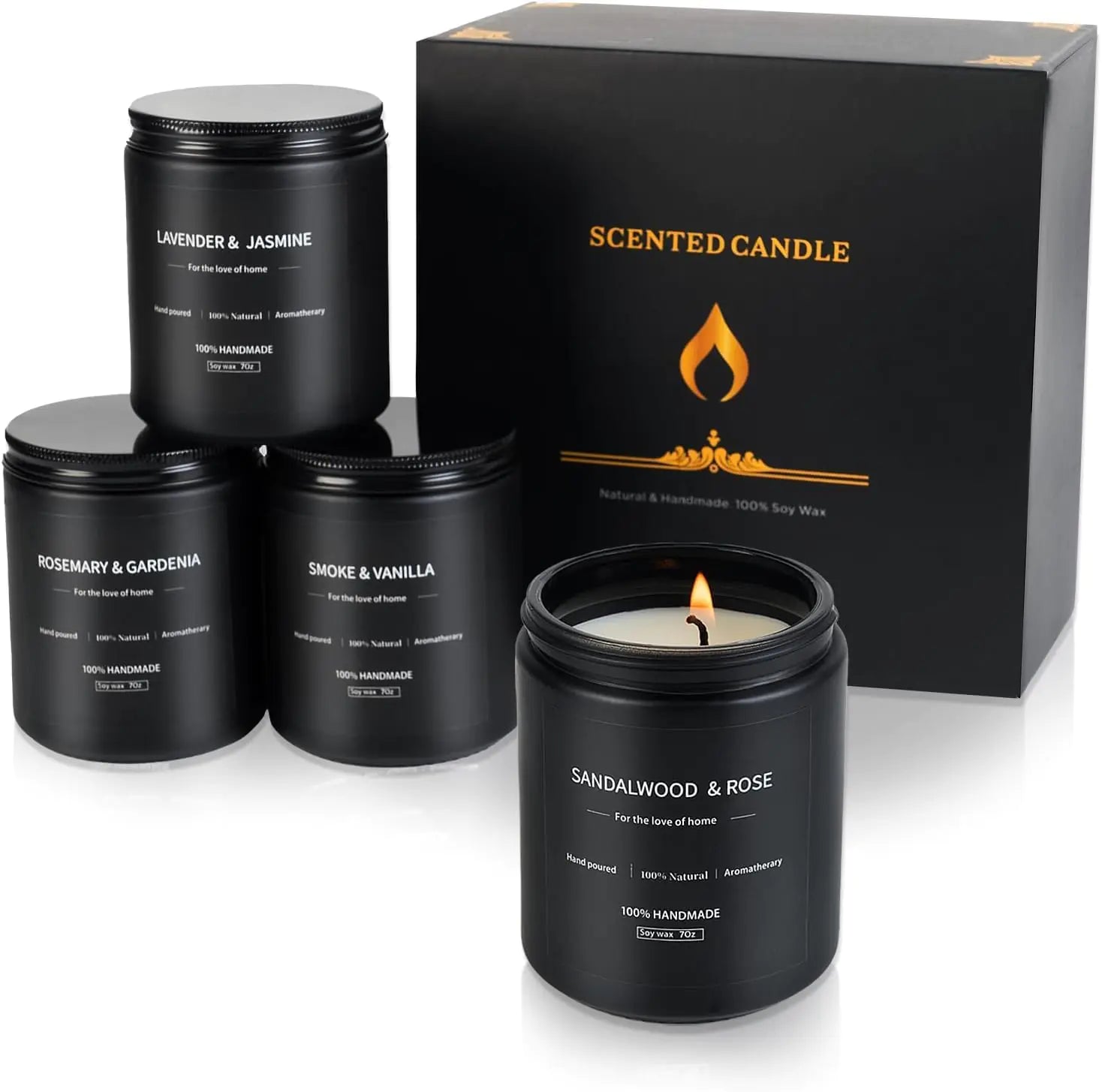 4 Pack Men's Aroma Candles - Lavender/Rosemary & More