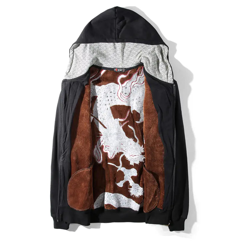 Dragon Embroidery Hoodie Jacket