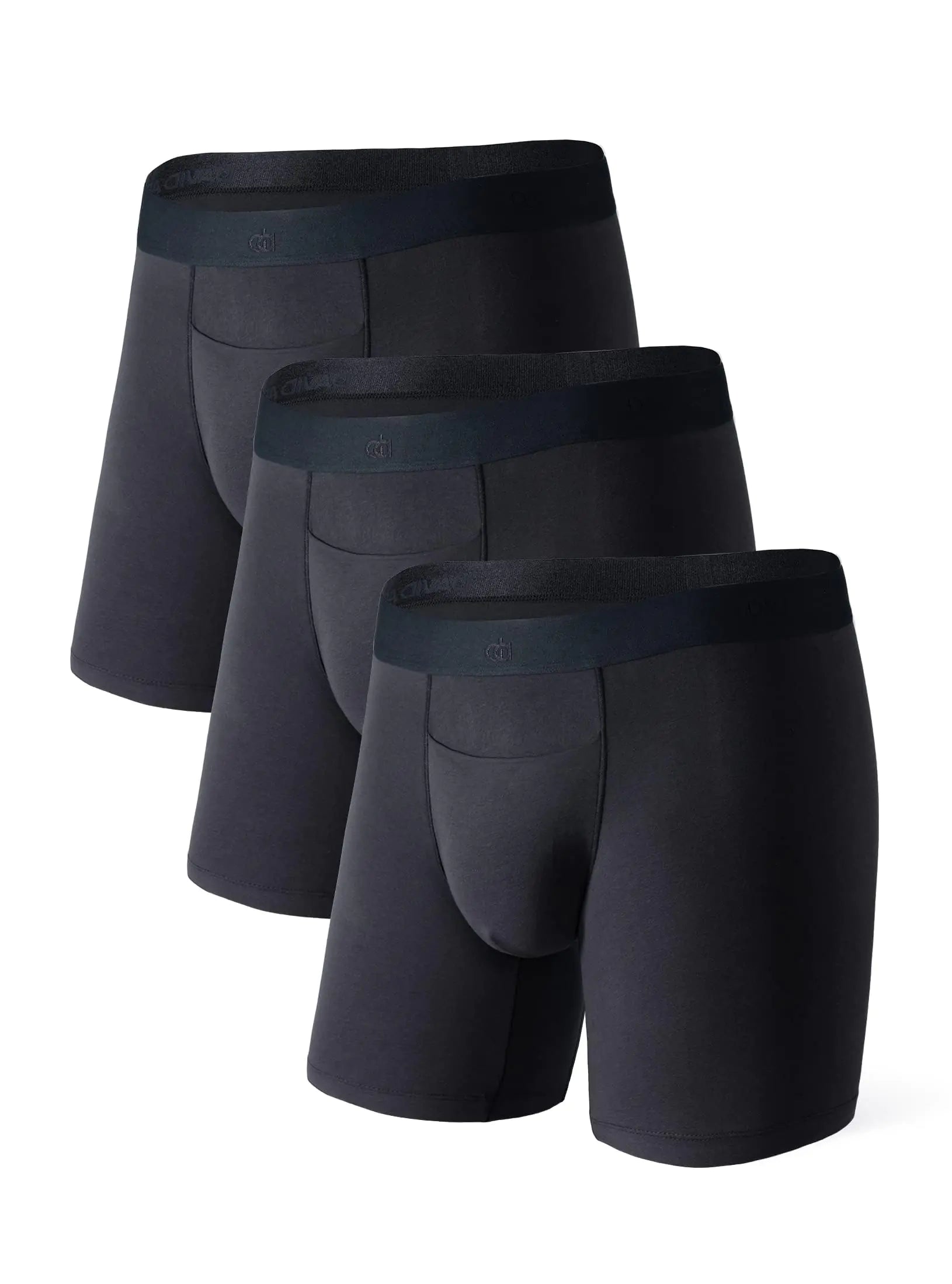 DAVID ARCHY Men's Smooth Cotton Boxer Briefs 3-Pack - Horizontal Fly