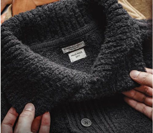 Men's Black Cozy Lapel Thermal Sweater