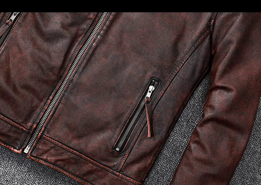 Rustic Brown Biker Leather Jacket