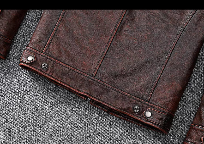 Rustic Brown Biker Leather Jacket