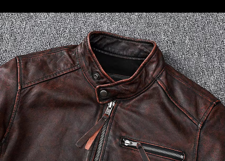 Rustic Brown Biker Leather Jacket