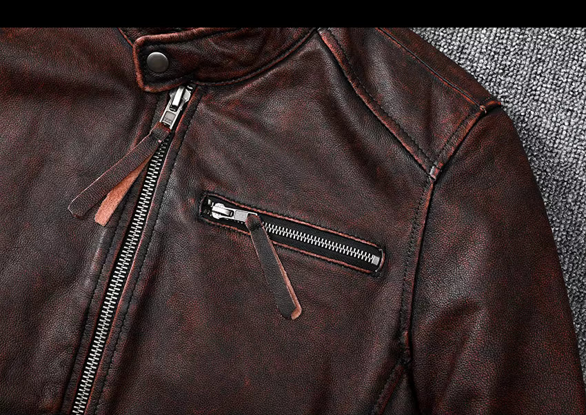 Rustic Brown Biker Leather Jacket