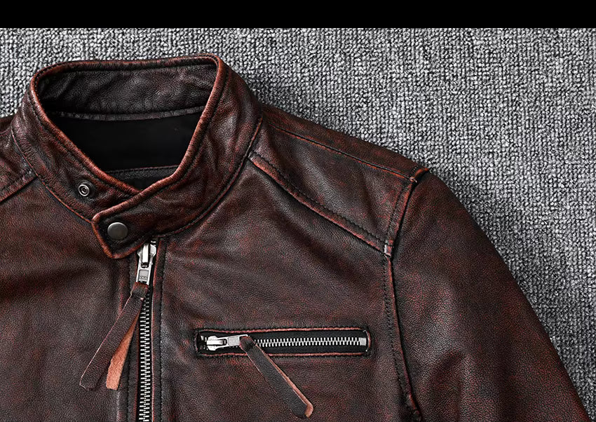 Rustic Brown Biker Leather Jacket