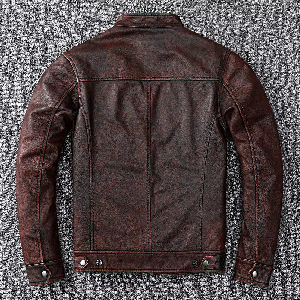 Rustic Brown Biker Leather Jacket
