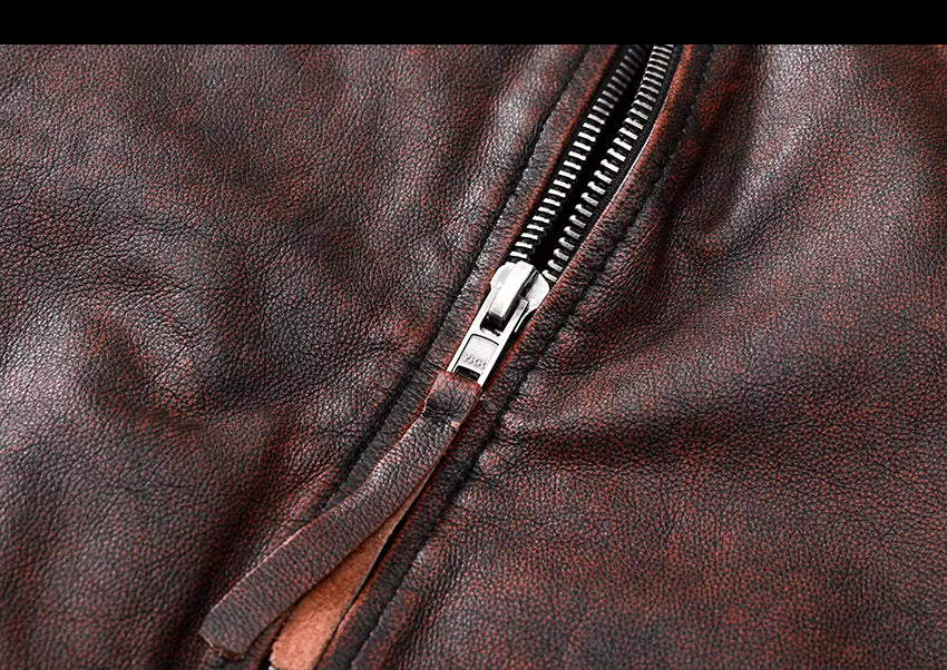 Rustic Brown Biker Leather Jacket
