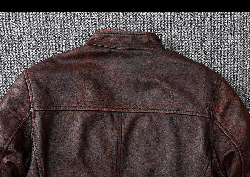 Rustic Brown Biker Leather Jacket