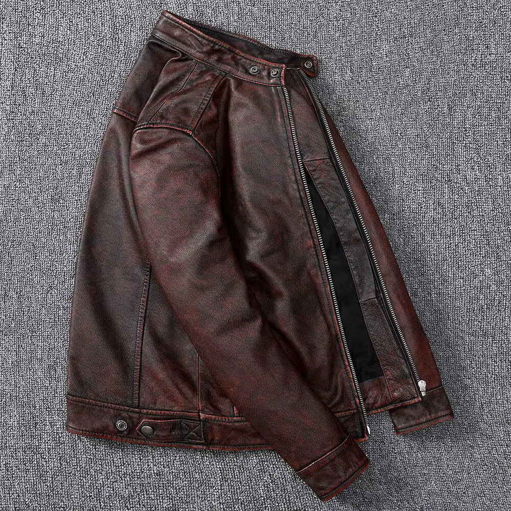 Rustic Brown Biker Leather Jacket
