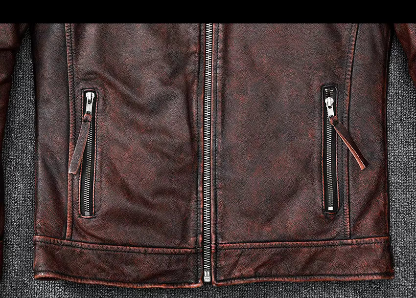 Rustic Brown Biker Leather Jacket