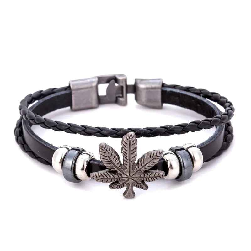 Triple Layer Punk Gold-Black Leather Bracelet