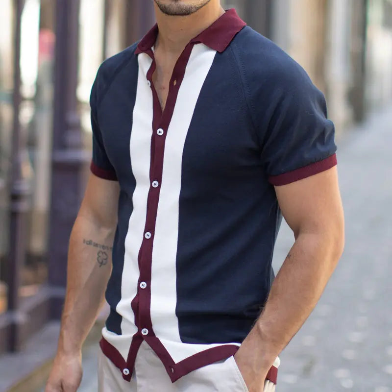 Men's Modern Color Block Polo Shirt