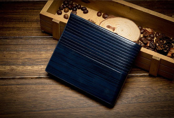 Compact Wood-Textured Wallet
