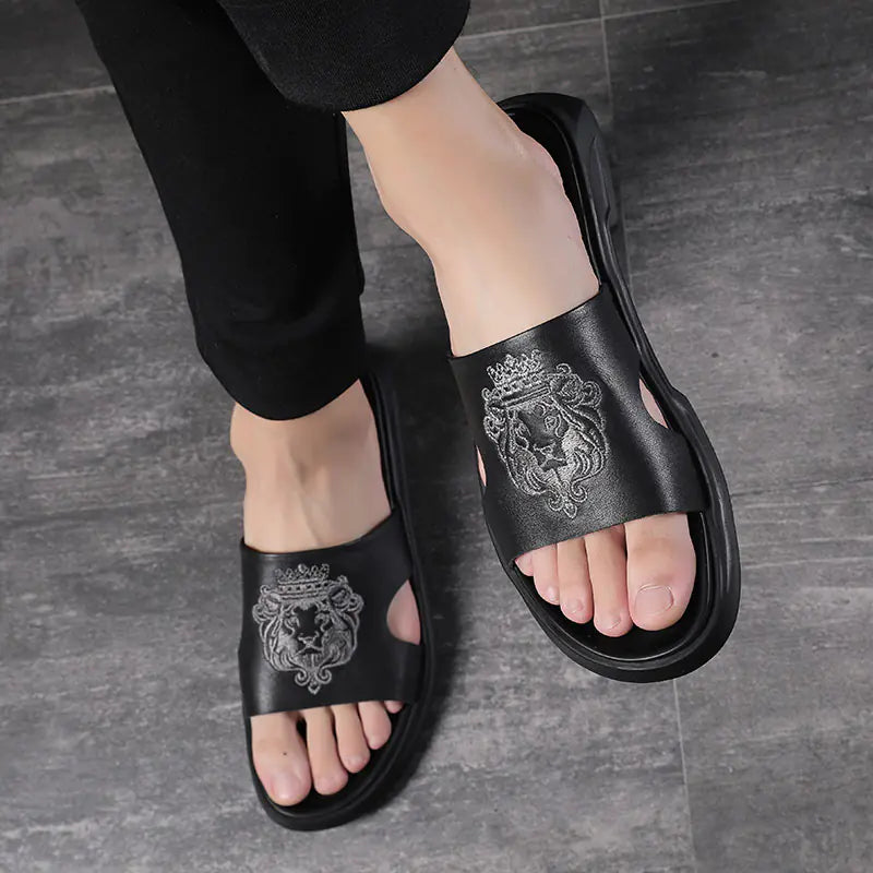 Cowhide Summer Beach Slides