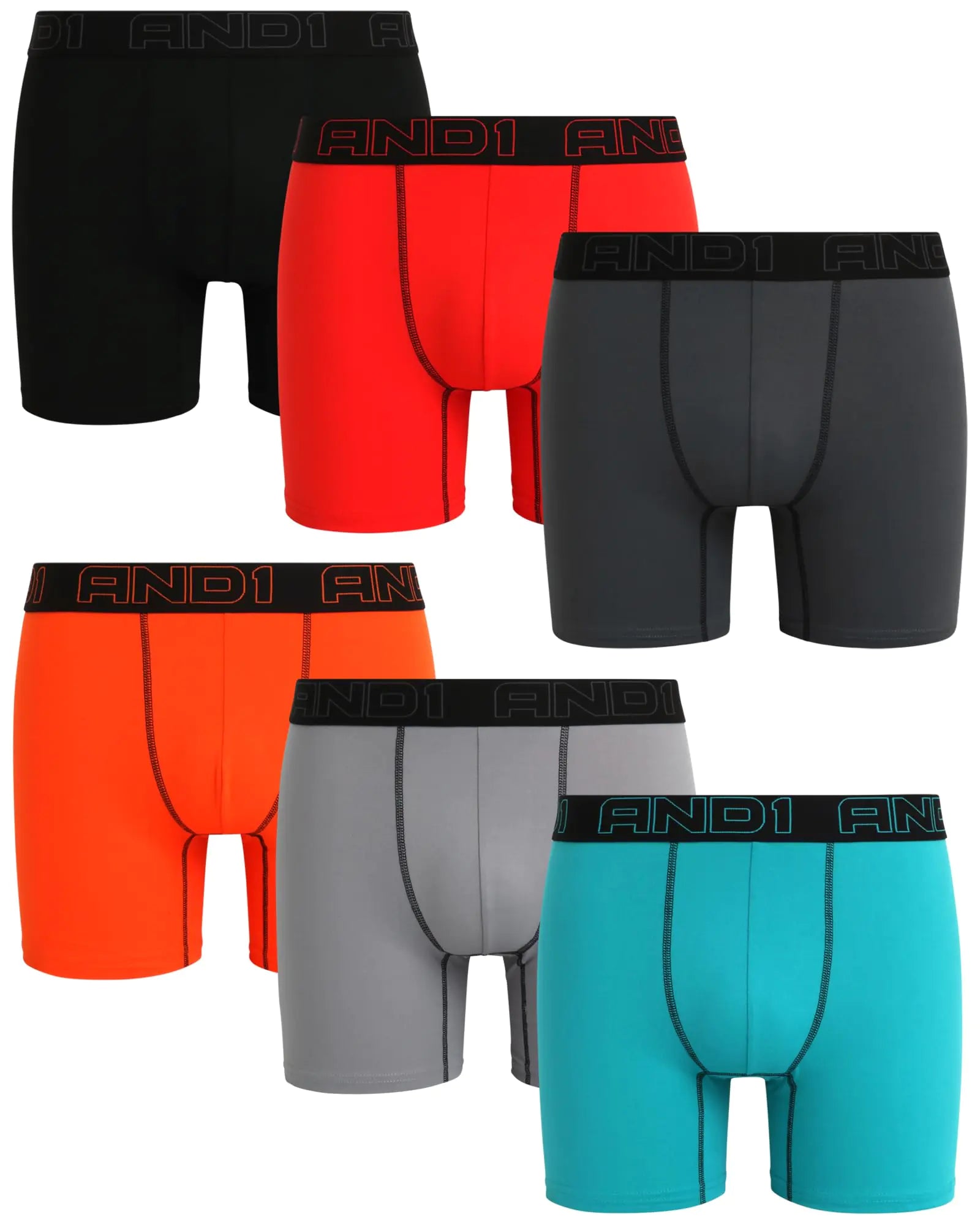 AND1 Men's Performance Boxers 6-Pack - Stretch Comfort Underwear